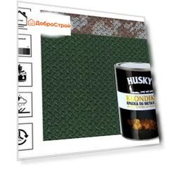 Краска по металлу Husky-Klondike с молотковым эффектом 0,9 л, темно-зеленый
