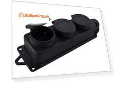 Розетка трехместная TDM с заглушками каучук 2Р+РЕ 16А 250В IP44