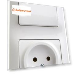 Блок Schneider Electric GLOSSA розетка+1-клавишный выключатель, белый