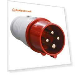 Вилка силовая ИЭК 034, 63 А, 3p+РЕ, 380 В, IP54