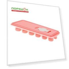 Форма для льда Сердце, пластик, с крышкой и клапаном, коралл, Idea, М 1258