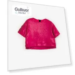 Блузка оверсайз с коротким рукавом розовая Gulliver (146)