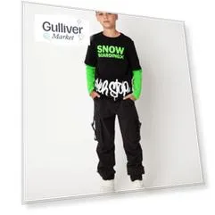 Черная футболка с длинным рукавом Gulliver (146)