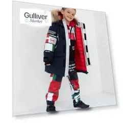Куртка зимняя функциональная с капюшоном и графическими принтами Gulliver (128)