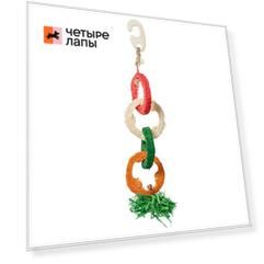 Triol Игрушка из люфы для птиц Разноцветные колечки, 320x65 мм, разноцветная