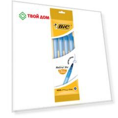 Ручка BIC Раунд Стик, средняя линия, синяя 4 шт