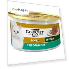 Gourmet Gold / Террин Кусочки в Паштете Гурме Голд для кошек с Кроликом по-французски (цена за упаковку)