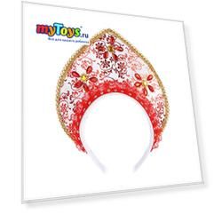 Кокошник Новогодняя сказка Сказочный, красный с белым