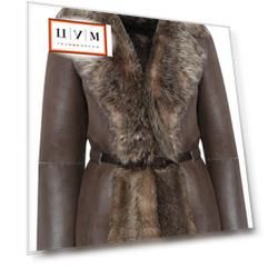 Укороченная дубленка из овчины с поясом Giorgio Armani