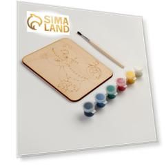 Дощечка под роспись «Мишка» с красками и кисточкой, 11 × 14 см