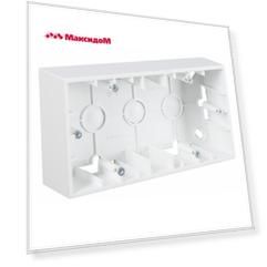 коробка монтажная для накладного монтажа, 2 поста, белый