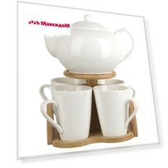 набор чайный NOUVELLE HOME Naturel 4/5 300мл 1,2л на поставке фарфор, бамбук
