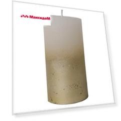 свеча-столбик HOME INTERIORS Рустик 6х11см 25ч/г белый-золото без аромата