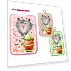 прихватка кухонная Коты 14х22см в ассортименте (разные цвета), арт. 020-Коты