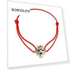 Браслет на нити SOKOLOV из желтого золота с фианитами и эмалью