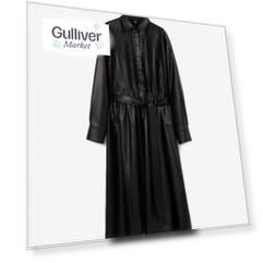 Платье оверсайз из экокожи черное GLVR (M)