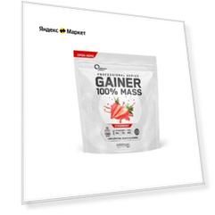 Гейнер Optimum system Gainer 100% Mass, 1000 г, клубника