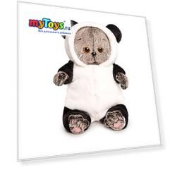 Мягкая игрушка Budi Basa Кот Басик Baby в комбинезоне "Панда", 20 см