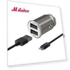InterStep алюминий, 24W + кабель MFI,TPE, 1,0м, черный