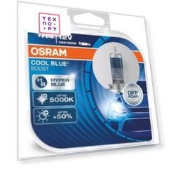 Галогенные лампы Osram H4 COOL BLUE BOOST, 5000К, 12V, 60/55W, 2 шт, 62193CBB-HCB