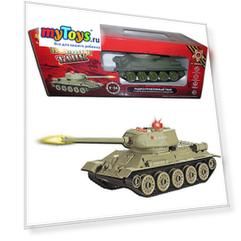 Боевой танк Abtoys Т34 на радиоуправлении, свет/звук