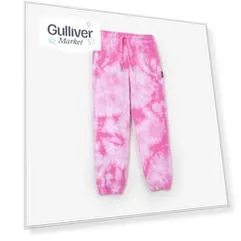 Брюки из футера с поясом и манжетами на резинке розовые Gulliver (128)