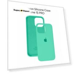 Силиконовый чехол Silicone Case, для iPhone 15 Pro, soft touch, цвет мятный
