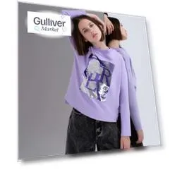Футболка с декором из пайеток сиреневая Gulliver (164)
