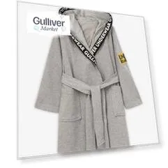 Халат из футера серый с капюшоном Gulliver (122-128)