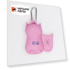 Rurri Диспенсер силиконовый для пакетов Кошечка, 8,5х8,5х4,3 см, сиреневый