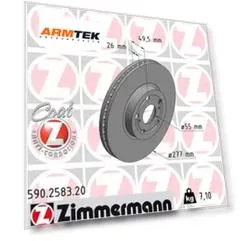 Тормозной диск ZIMMERMANN 590.2583.20 вентилируемый передний мост