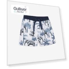 Плавательные шорты с интересным рисунком белые для мальчика Gulliver (92-52)