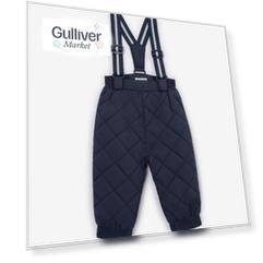 Брюки утепленные плащевые синие для мальчика Gulliver (68-46)