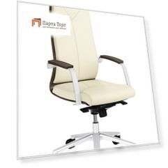 Кресло для руководителя ProfOffice Madera/A Бежевый Орех Кожа Удлиненная спинка Крестовина