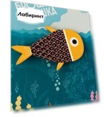 Значок деревянный "Рыбка" желтая