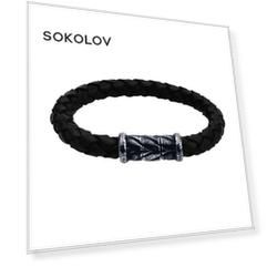 Мужской браслет SOKOLOV из кожи и стали