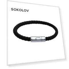 Мужской браслет SOKOLOV из кожи и стали