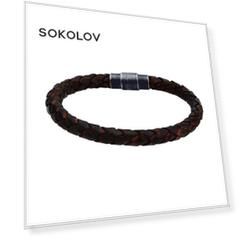 Мужской браслет SOKOLOV из кожи и стали