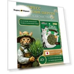 Лакомство для кошек Japan Premium Pet Гранола для выведения шерсти на основе кошачьей травы с коллагеном и гиалуроном, 40 г
