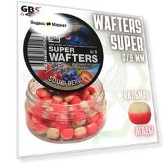 Вафтерсы GBS SUPER WAFTERS Squidberry 6/9мм / Бойлы нейтральной плавучести Кальмар ягоды