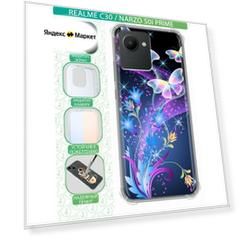 Дизайнерский силиконовый с усиленными углами чехол для Реалме С30 / Realme C30 Бабочки