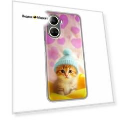 Дизайнерский силиконовый чехол для Хуавей Нова 10 СЕ / Huawei Nova 10 SE Котенок в шапке
