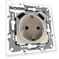 Розетка Эра Elegance 2P E со шторками 16A 250V 2xUSB 14-4109-04 Б0047870