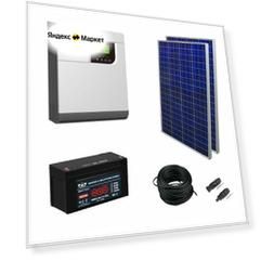 Солнечная электростанция 2.1 кВт*ч в сутки ECO GEL PWM 2024 с крепежом