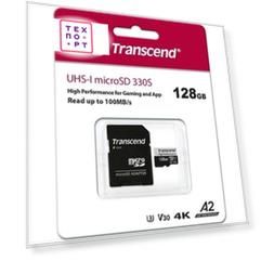 Карта памяти Transcend 128GB High Performance, microSDXC UHS-I U3, V30, A2 [R/W - 100/85 MB/s] с адаптером (TS128GUSD330S)
