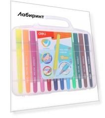 Фломастеры 12 цветов "Deli U-touch" трехгранные