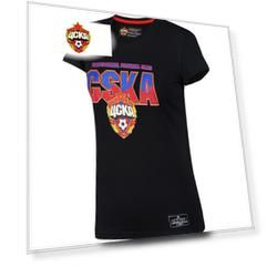 Футболка женская "PFC CSKA", цвет черный (L)
