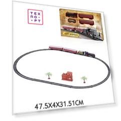 Железная дорога 1Toy Ретро Экспресс , свет,звк, паровоз, 3 вагона, 21 деталь, длина путей 103,5х67,5 см (Т10147)