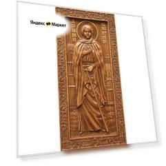 Икона Ксения Петербургская, Блаженная, резная из дуба, 16,5х31 см