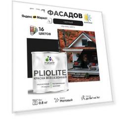 Краска-эмаль Pliolite всесезонная, зимняя, для всех типов поверхностей, антикоррозионная, RAL 9005, черный, матовая, 0,8 кг.